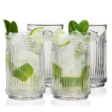 Deco Beau Crystal Highball Glasses, Set of 4