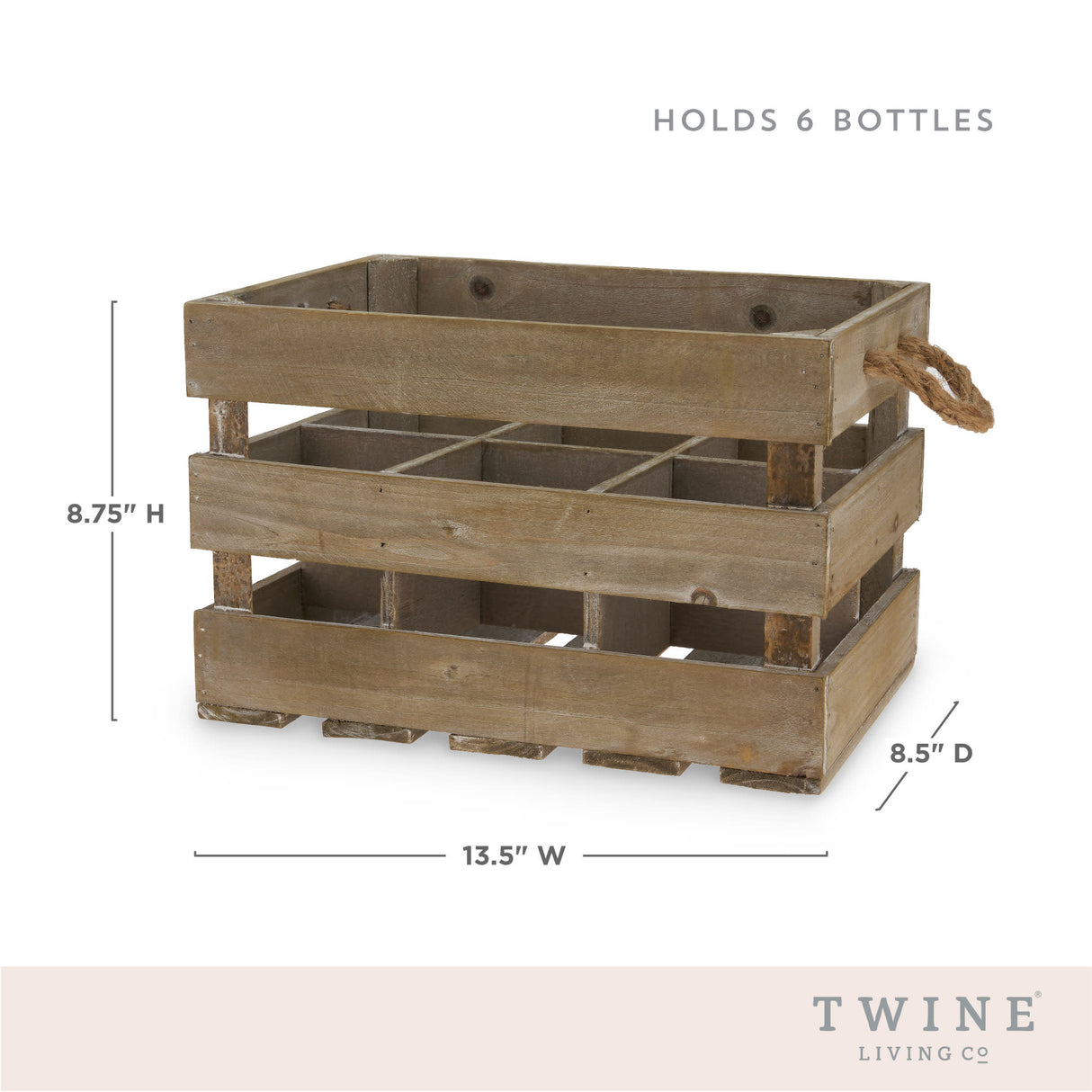 Wooden 6-Bottle Crate