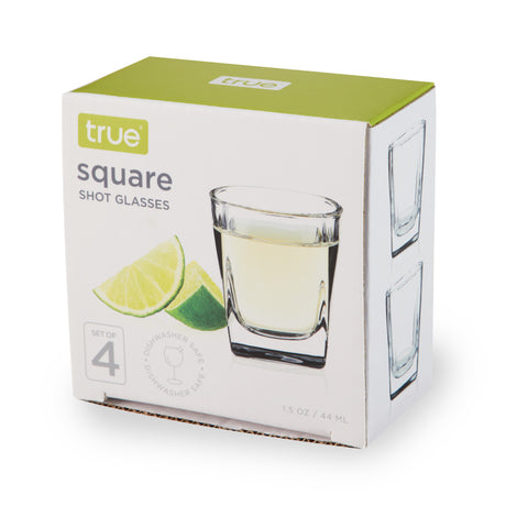 Square 1.5 oz Shot Glasses, Set of 4