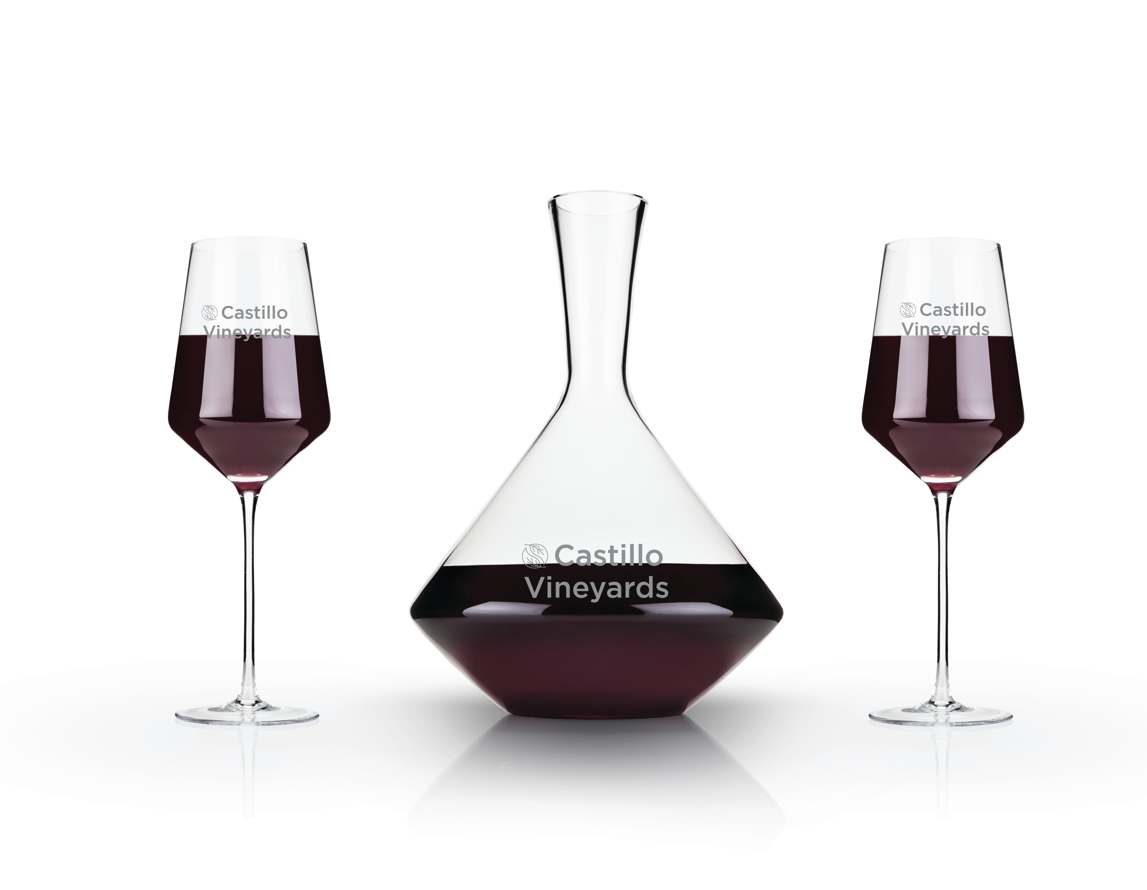 Viski Raye Crystal Angled Bordeaux Decanter and Wine Glass - Thumbnail 4