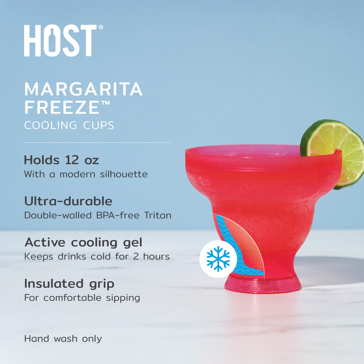 Margarita FREEZE Cooling Cup in Assorted Vivid Colors, CDU 6ct