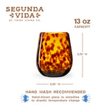 Segunda Vida Tortuga Recycled Stemless Wine Glasses, Set of 2