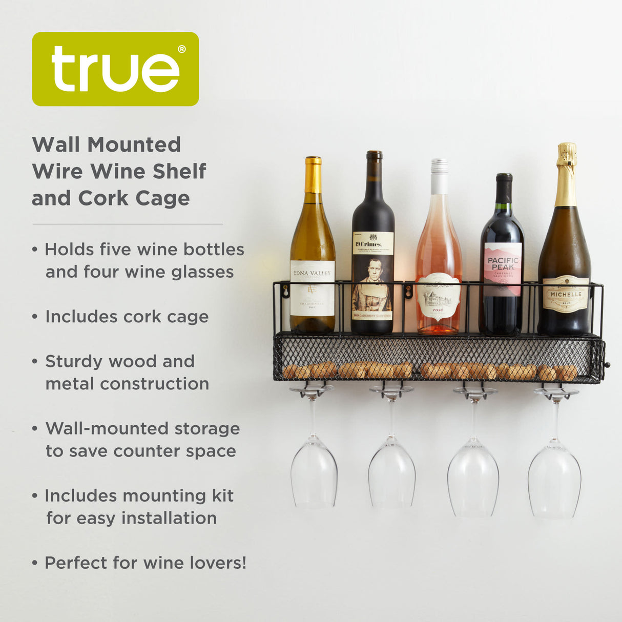 Wall Mounted Wine Shelf & Cork Cage