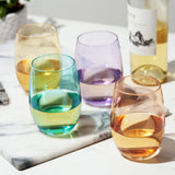 Vino Stemless Wine Glasses in Assorted Colors, Set of 4