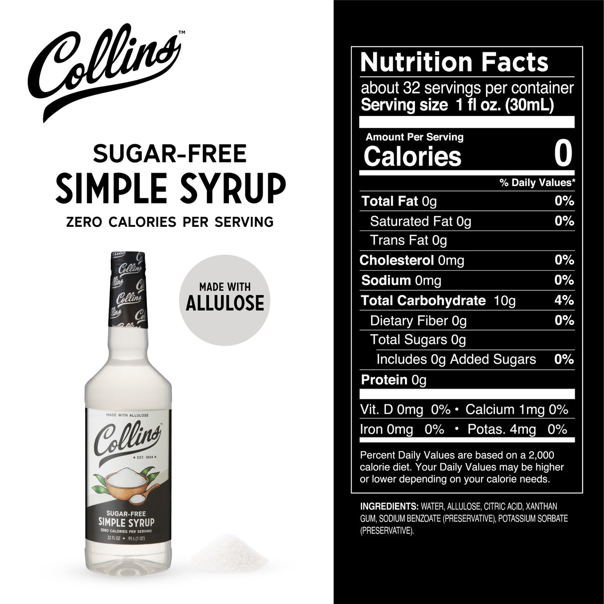 Sugar-free Simple Syrup, 32 oz