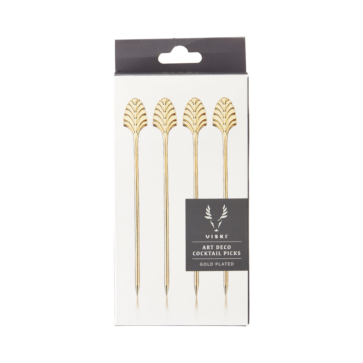 Art Deco Cocktail Picks in Gold, Set of 4