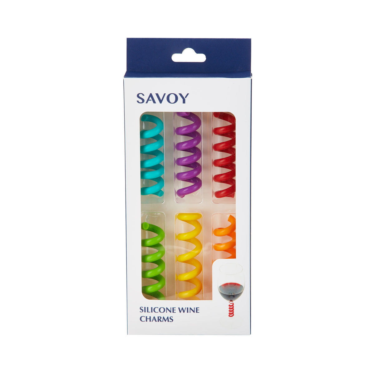 Savoy Spring Silicone Wine Charms in Assorted Colors, Set of 6