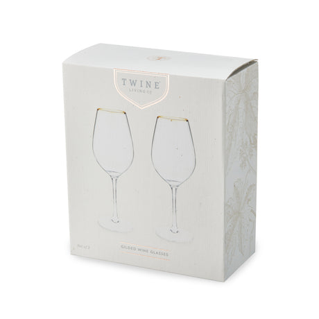 Gilded Stemmed Wine Glasses, Set of 2