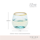 Aqua Bubble Stemless Wine Glasses, Set of 2