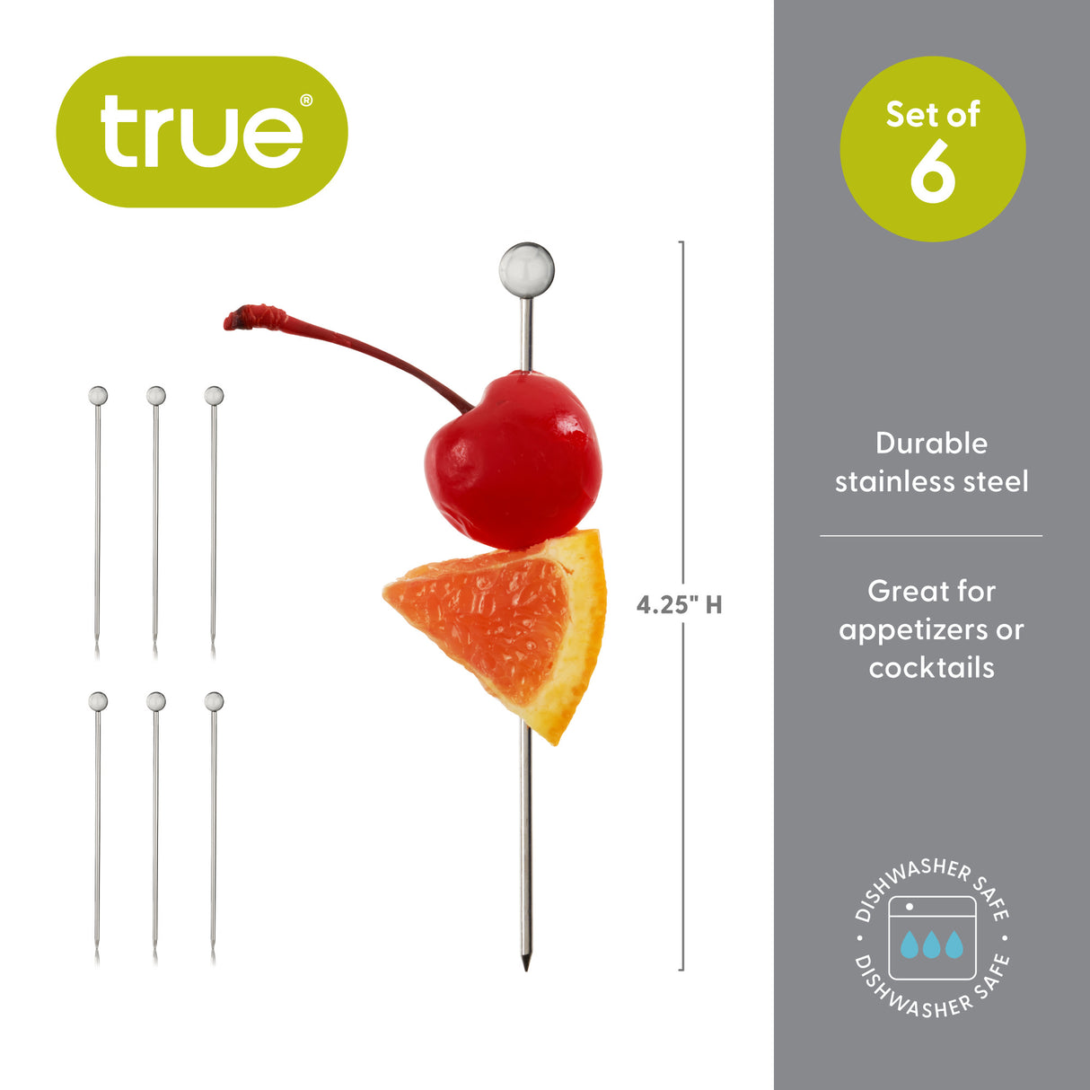 Rockwood Stainless Steel Cocktail Picks, Set of 6