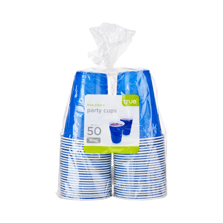 Party 16 oz Plastic Cups in Blue, Set of 50