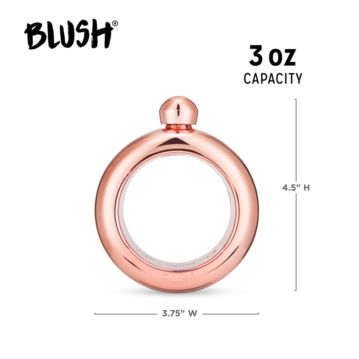 Bangle 3 oz Plastic Flask in Rose Gold