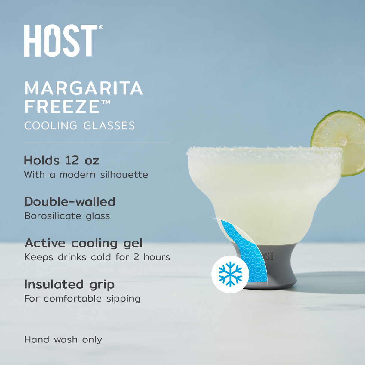 Glass FREEZE Margarita Cooling Cup in Gray, Set of 2