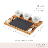 Acacia Wood & Slate Cheese Board Set with Ceramic Bowls