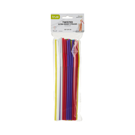 Party Twisted Ultra-Bendy Straws in Assorted Neon, Set of 50