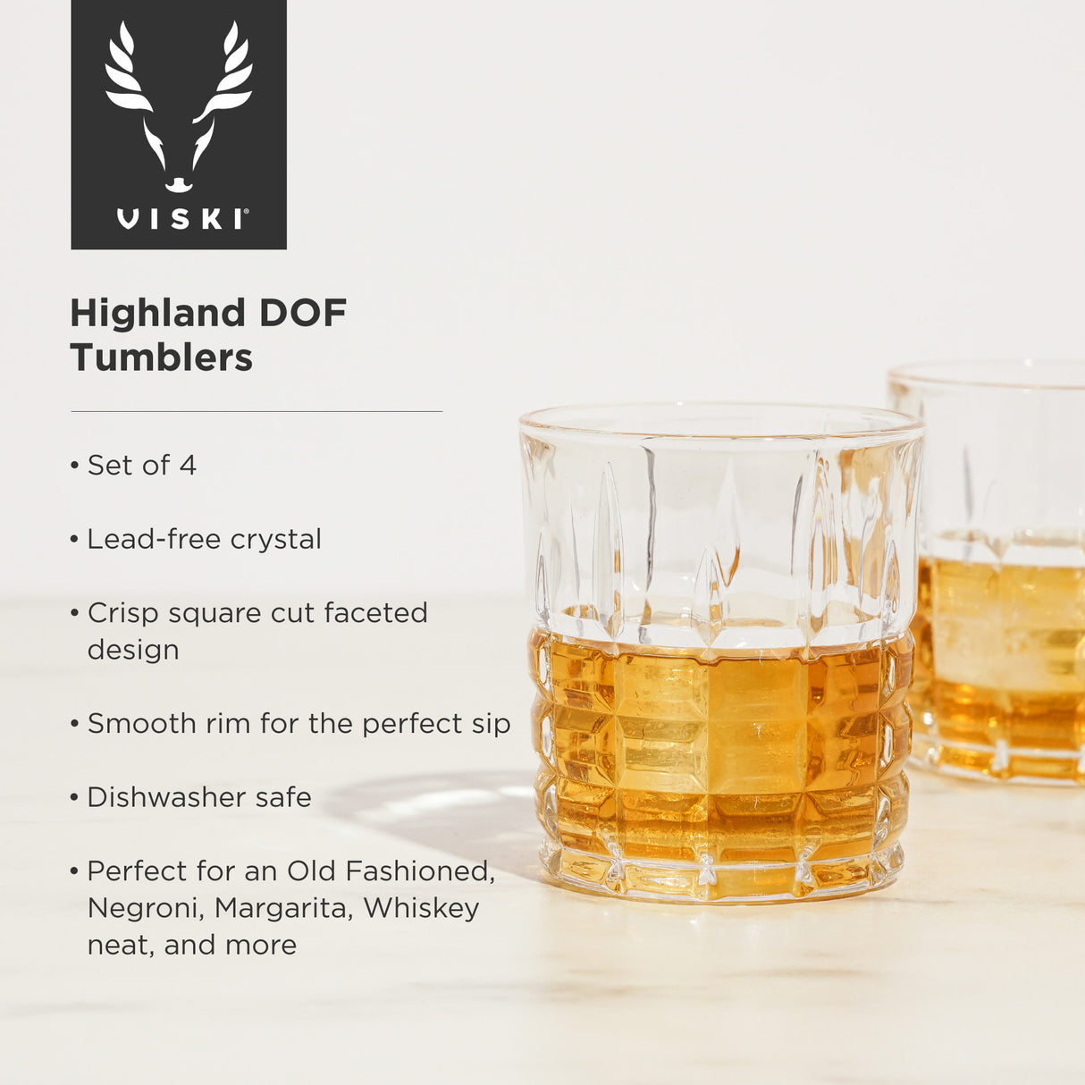 Highland Crystal DOF Tumblers, Set of 4