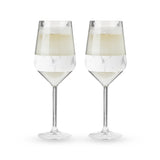 Stemmed Wine FREEZE Cooling Cup in Marble, Set of 2