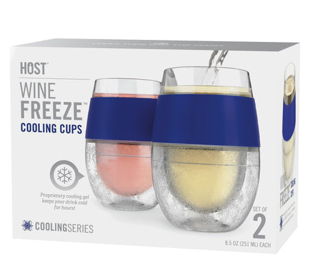 Wine FREEZE Cooling Cup in Blue, Set of 2