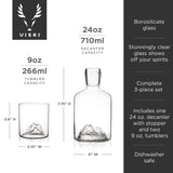 Mountain 3-Piece Crystal Liquor Decanter and Tumbler Set