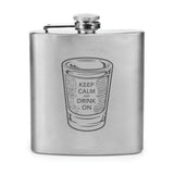 Trueflask 6 oz Stainless Steel Keep Calm & Drink On Flask