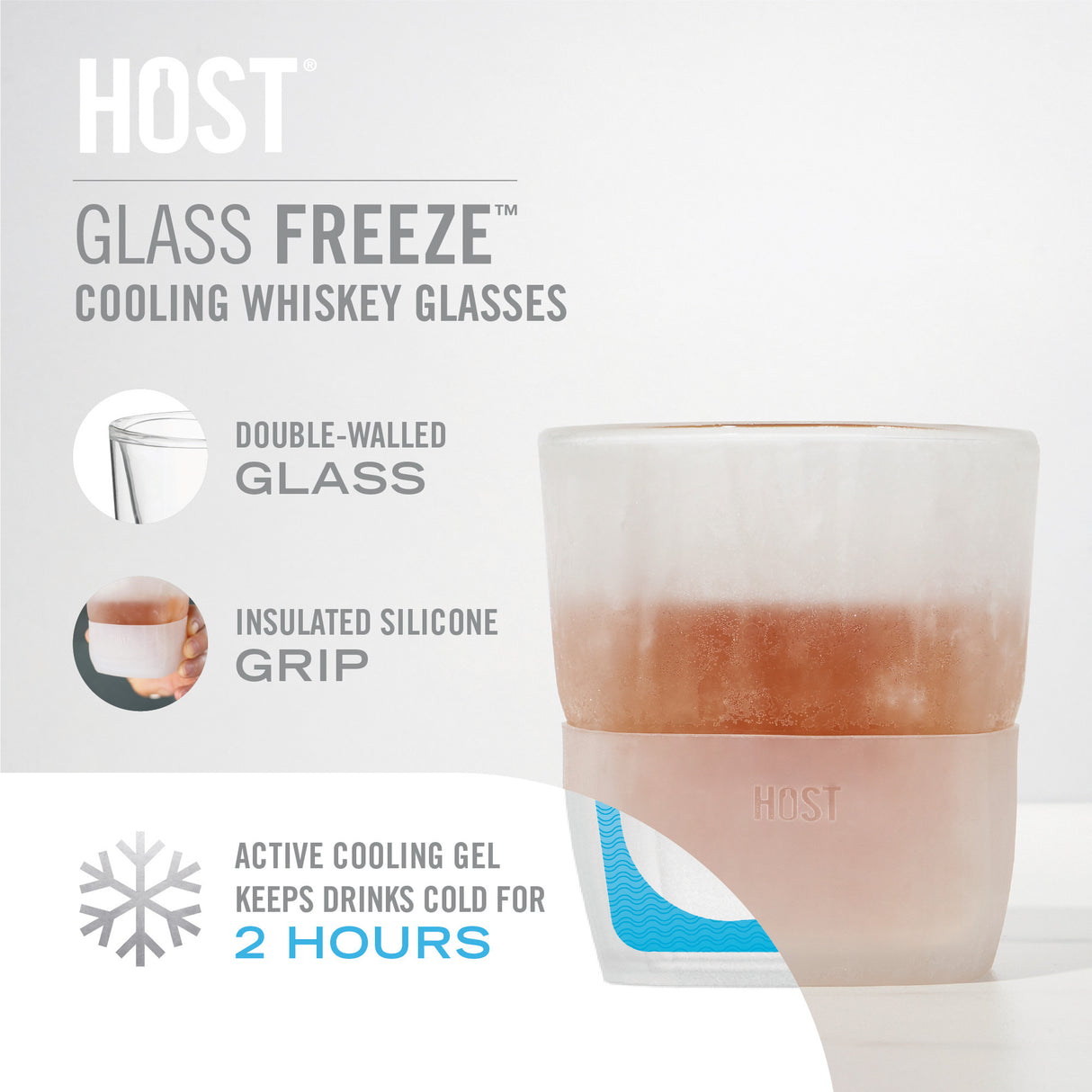 Glass FREEZE Whiskey Cooling Cup, Set of 2