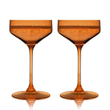 Reserve Nouveau Crystal Coupes in Amber, Set of 2