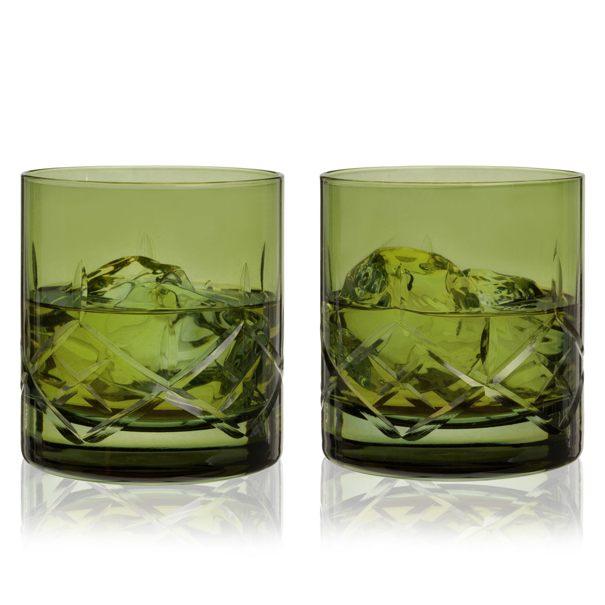 Admiral Crystal Rocks Glasses in Green, Set of 2