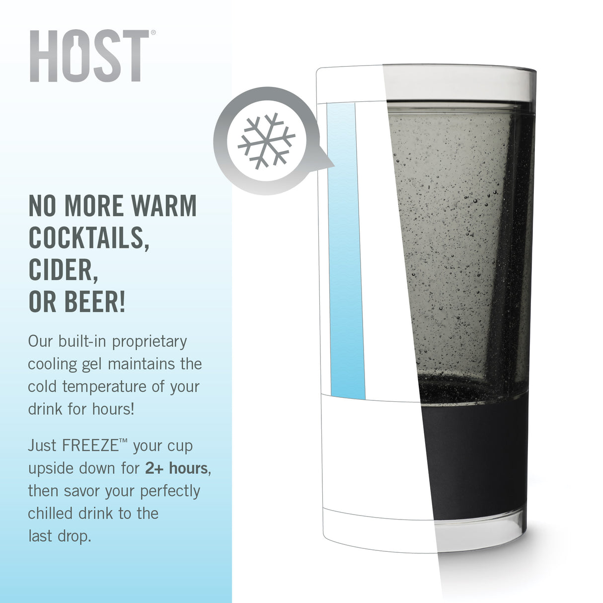 Highball FREEZE Cooling Cup in Tinted Gray, Set of 2