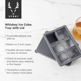 Glacier Whiskey Ice Cube Tray with Lid in Grey