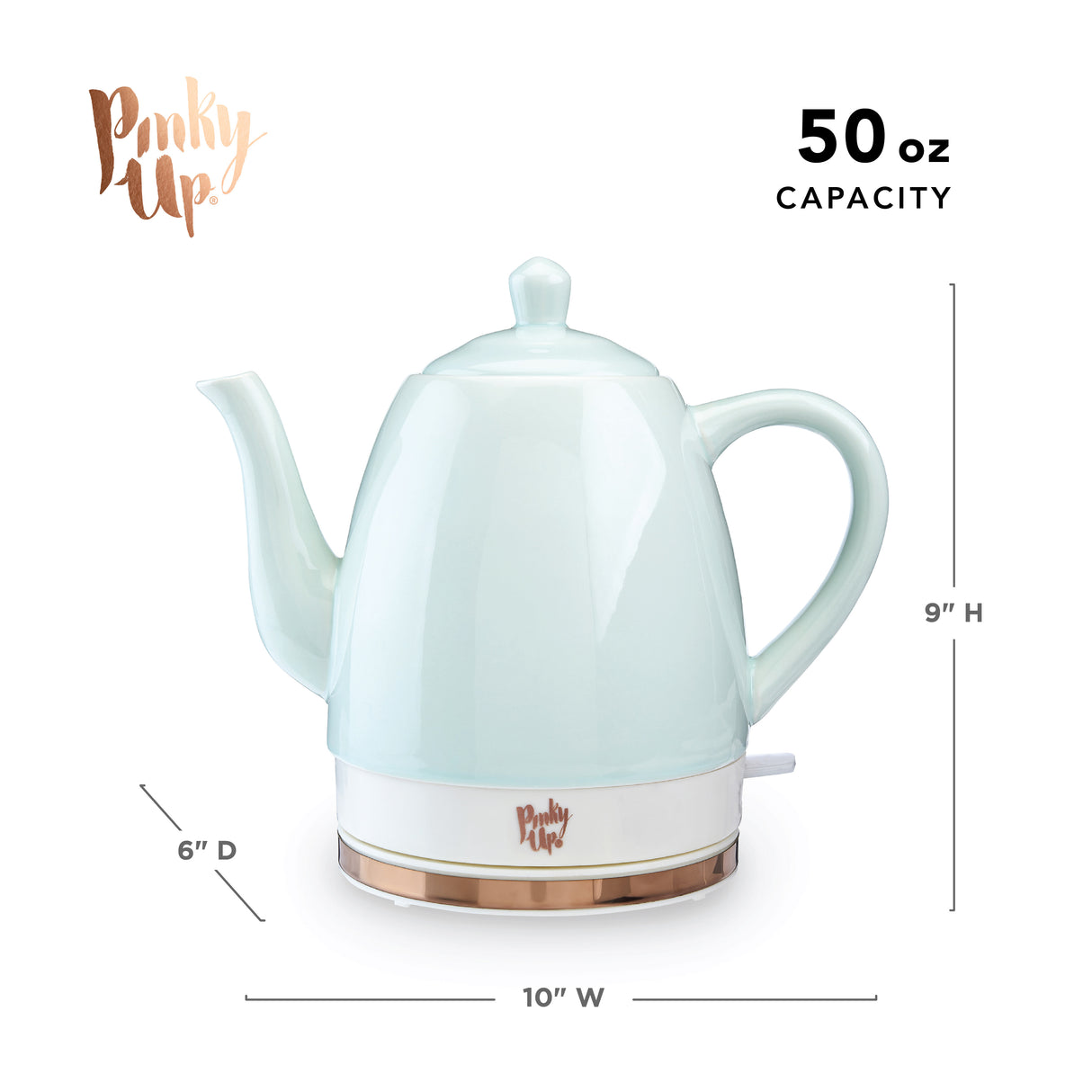 Noelle Ceramic Electric Tea Kettle in Mint