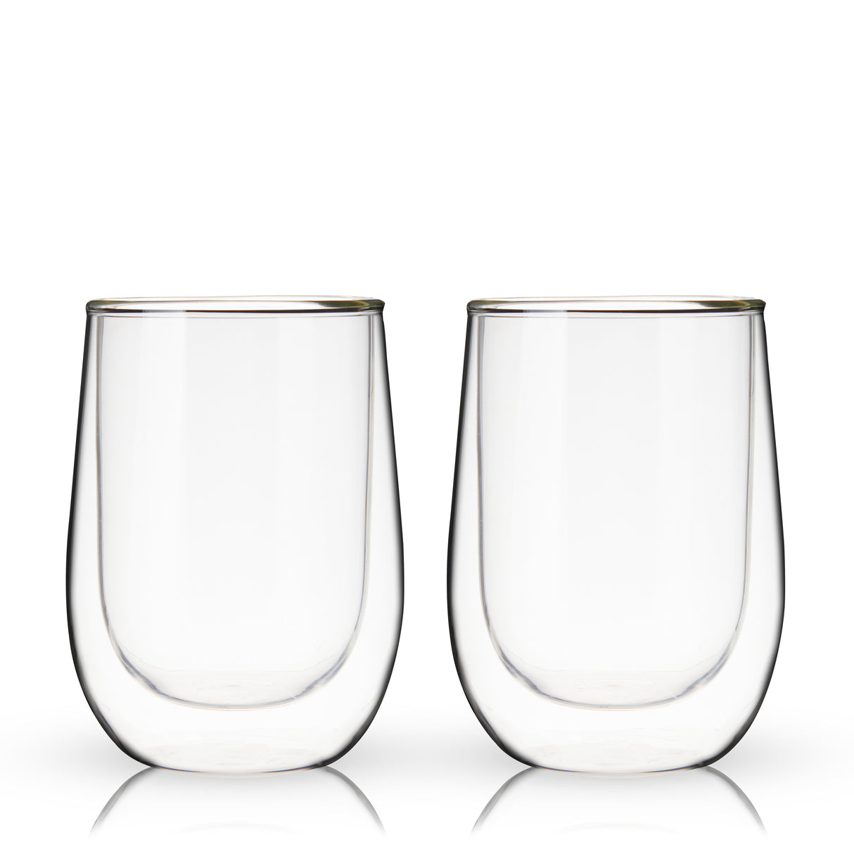 Double Walled 10 oz Stemless Wine Glasses, Set of 2