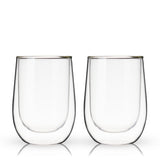 Double Walled 10 oz Stemless Wine Glasses, Set of 2