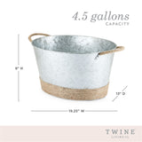 Jute Rope Wrapped Galvanized Metal Beverage Tub