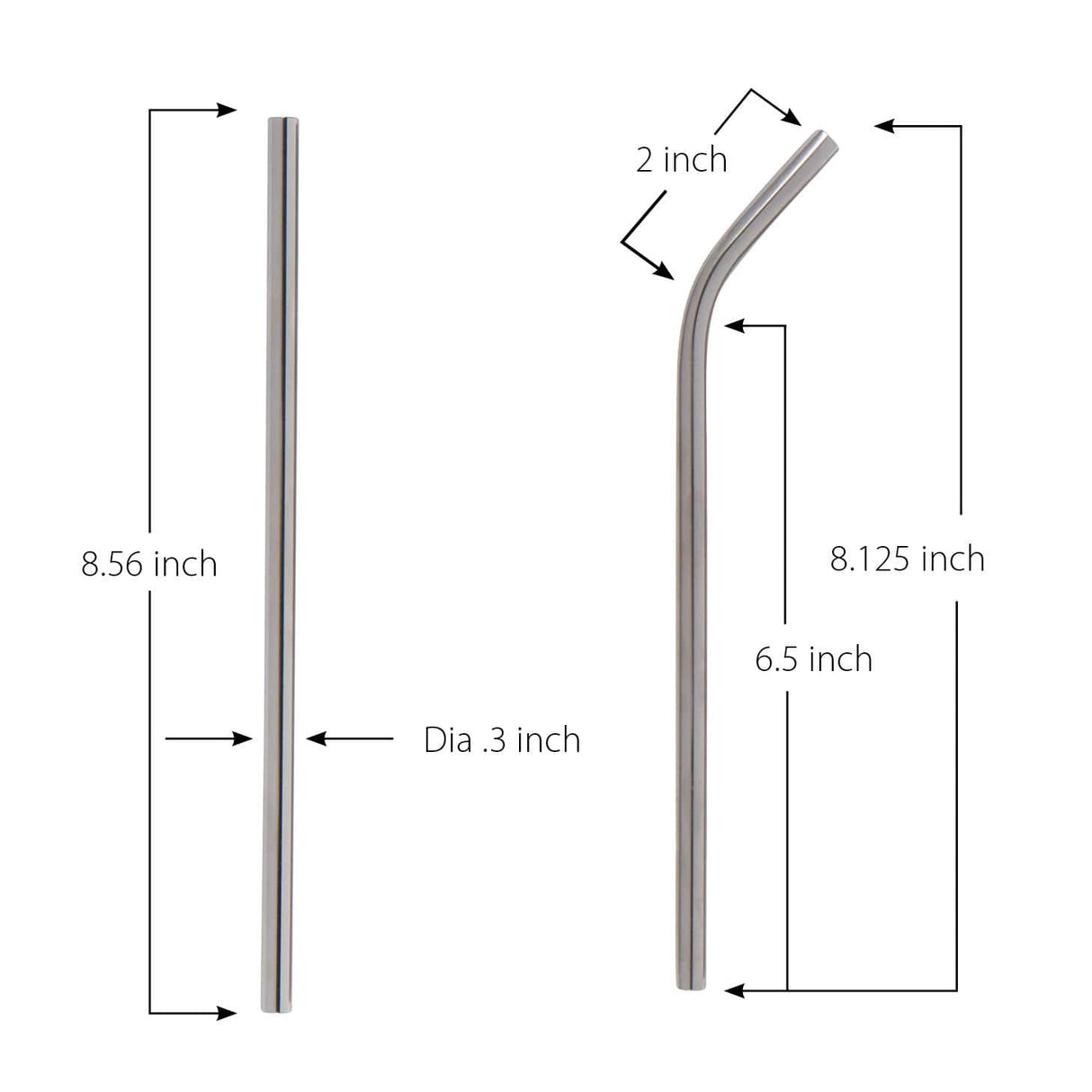 Stainless Steel Straws with Travel Case, Set of 5