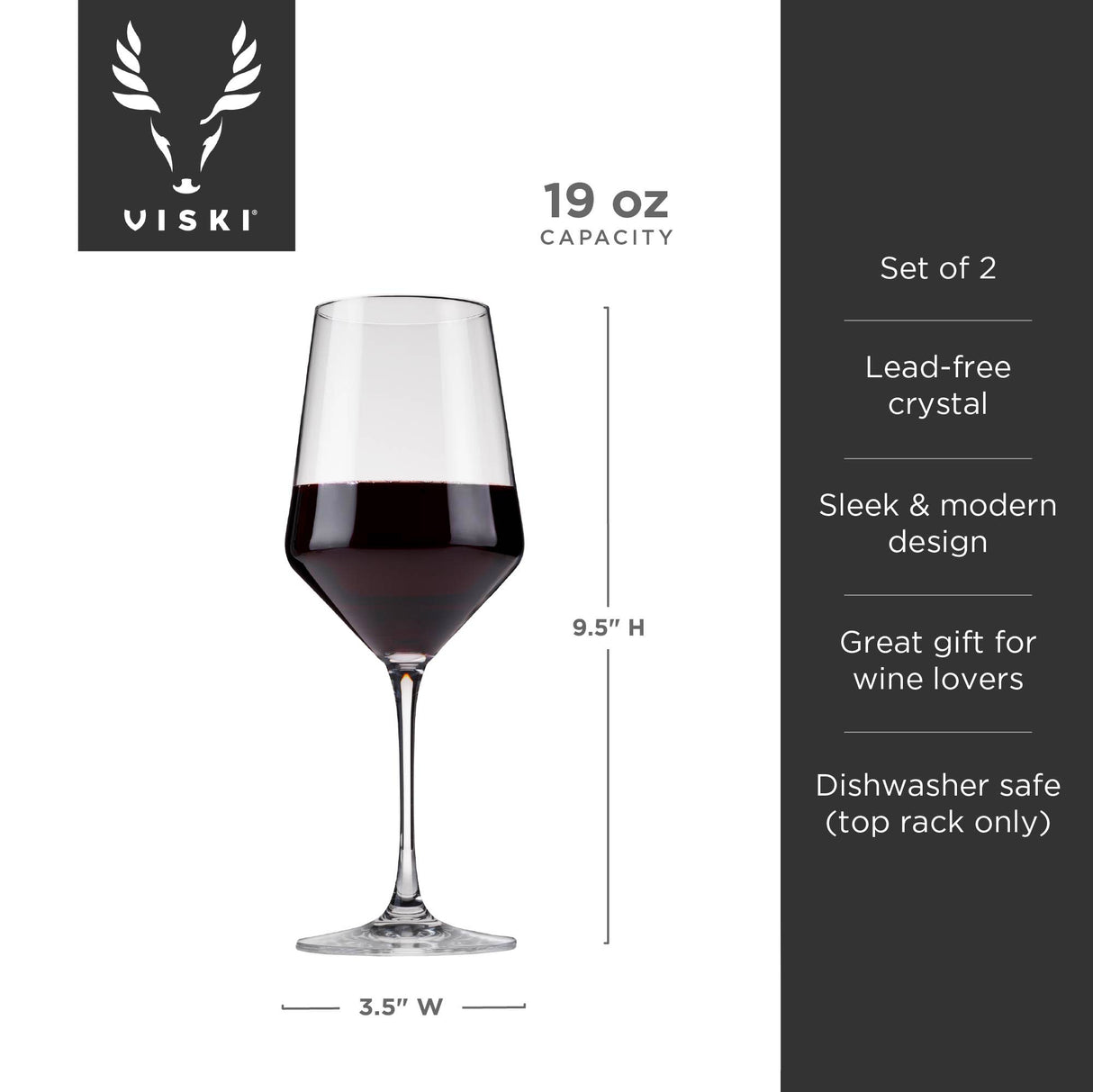 Raye Crystal Angled Bordeaux Glasses, Set of 2