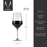 Raye Crystal Angled Bordeaux Glasses, Set of 2