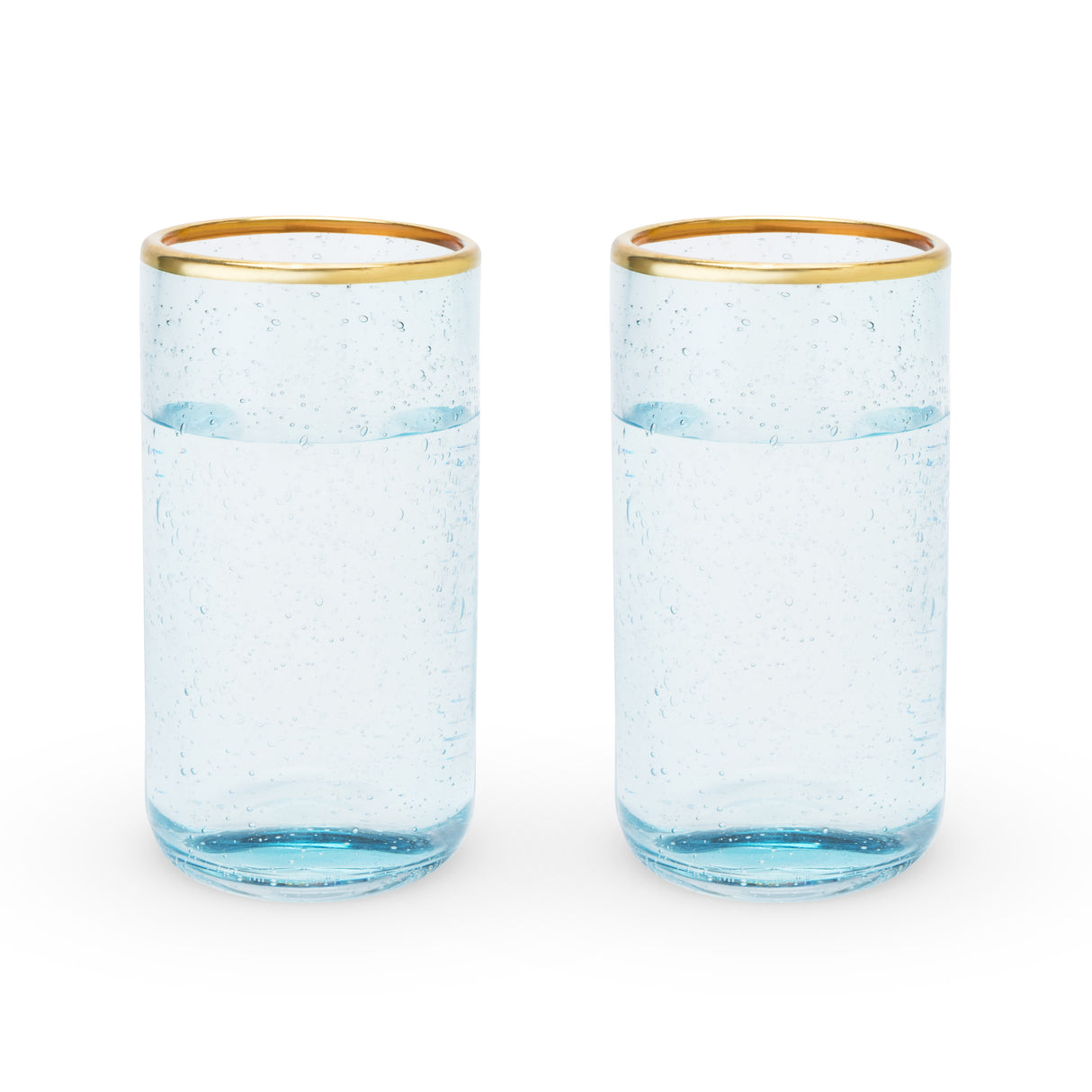 Aqua Bubble Glass Tumblers, Set of 2