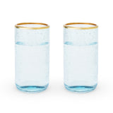 Aqua Bubble Glass Tumblers, Set of 2