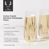 Cactus Crystal Stemless Champagne Flutes, Set of 2