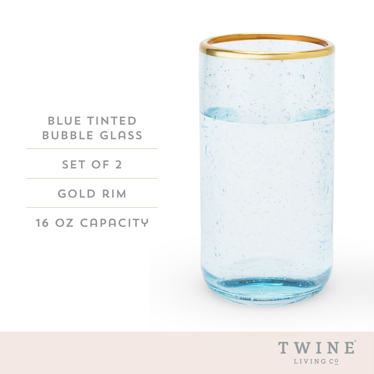 Aqua Bubble Glass Tumblers, Set of 2