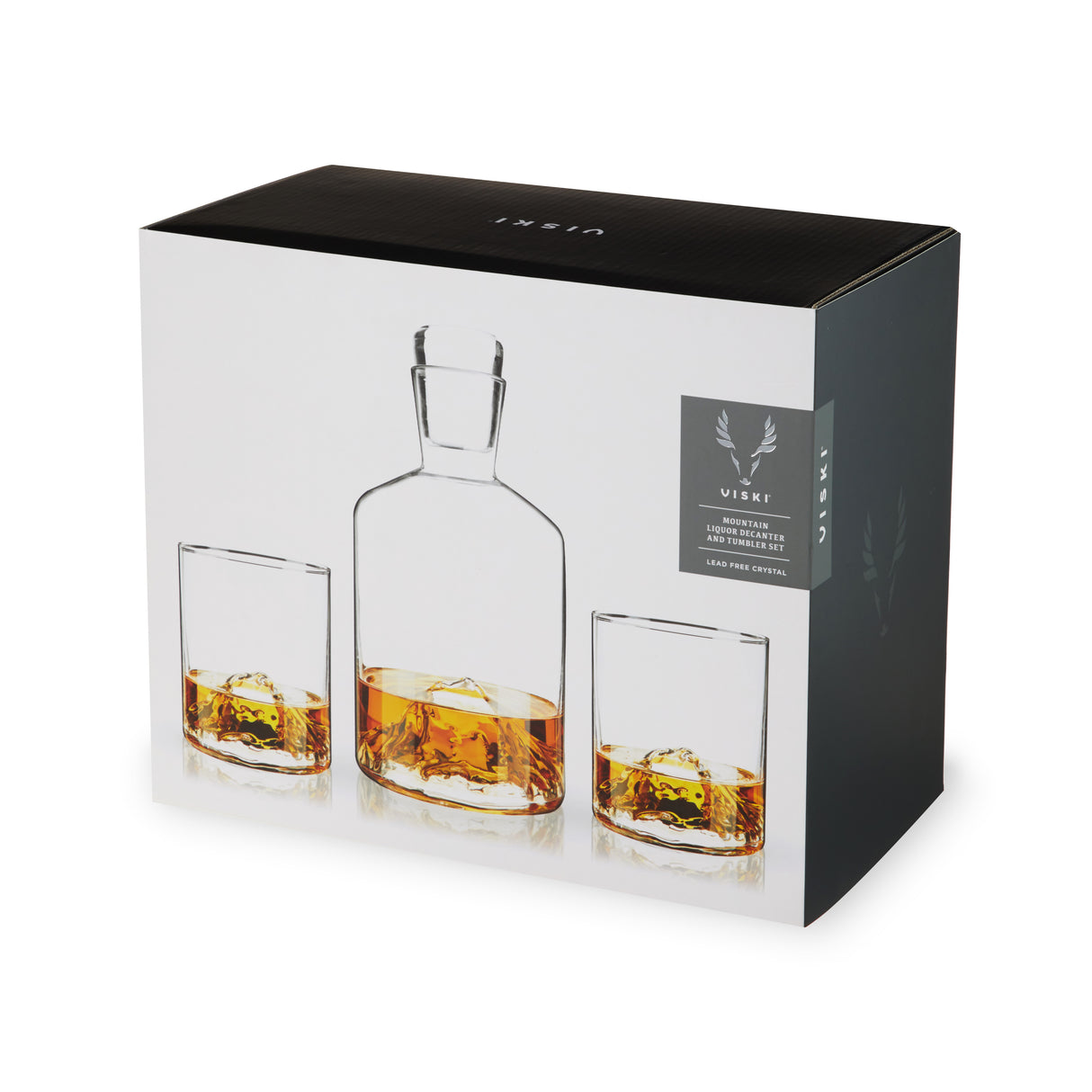 Mountain 3-Piece Crystal Liquor Decanter and Tumbler Set