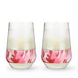 Wine FREEZE XL Cooling Cup in Pink Camo, Set of 2