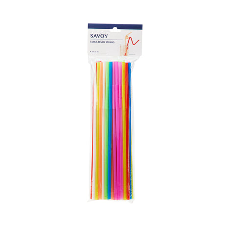 Savoy Ultra Bendy Straws in Assorted Colors, Set of 50