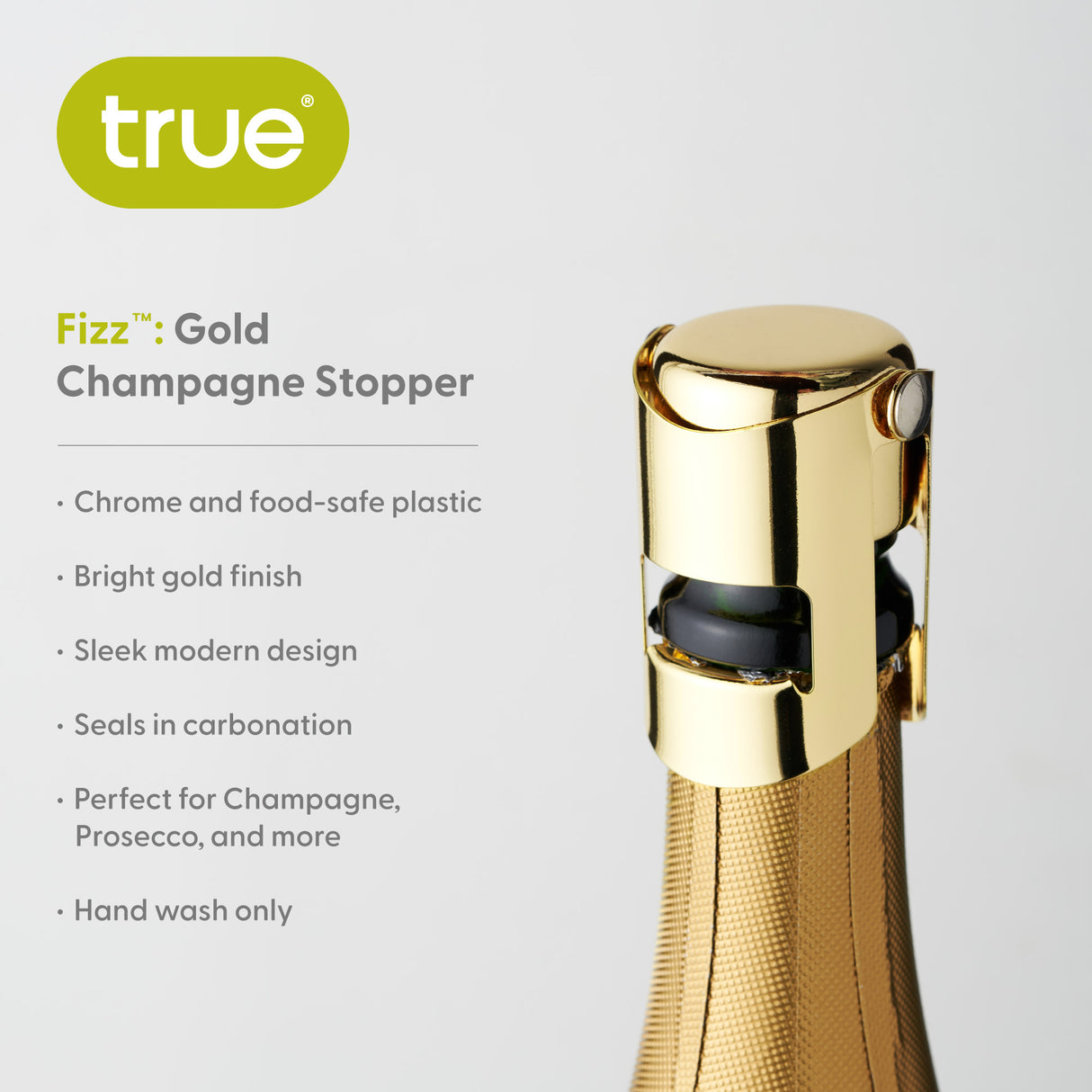 Fizz Champagne Stopper in Gold