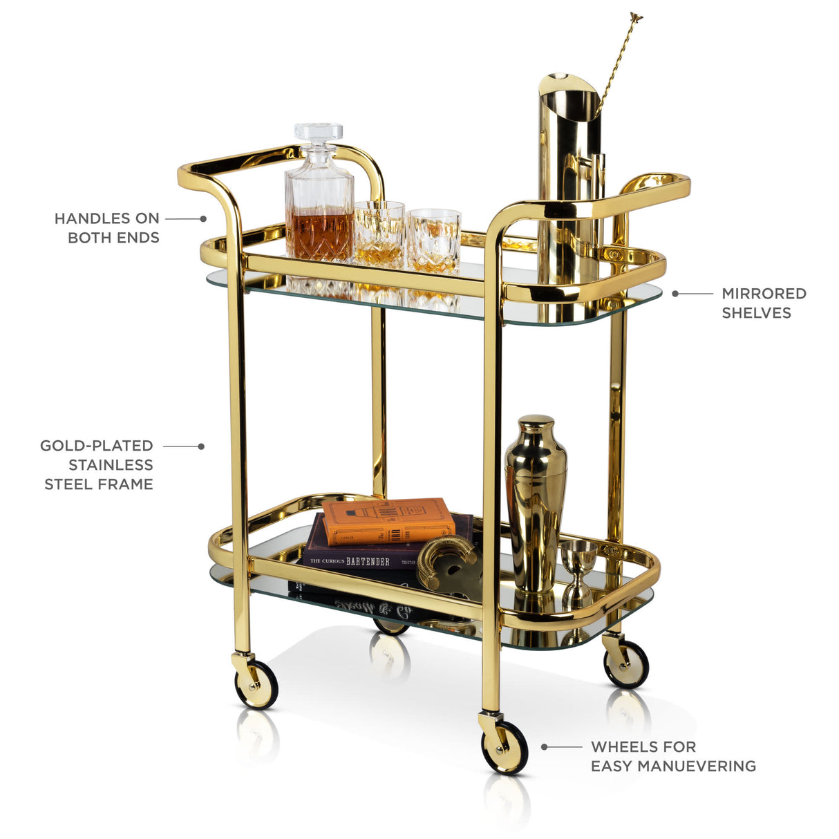 Belmont Bar Cart in Gold