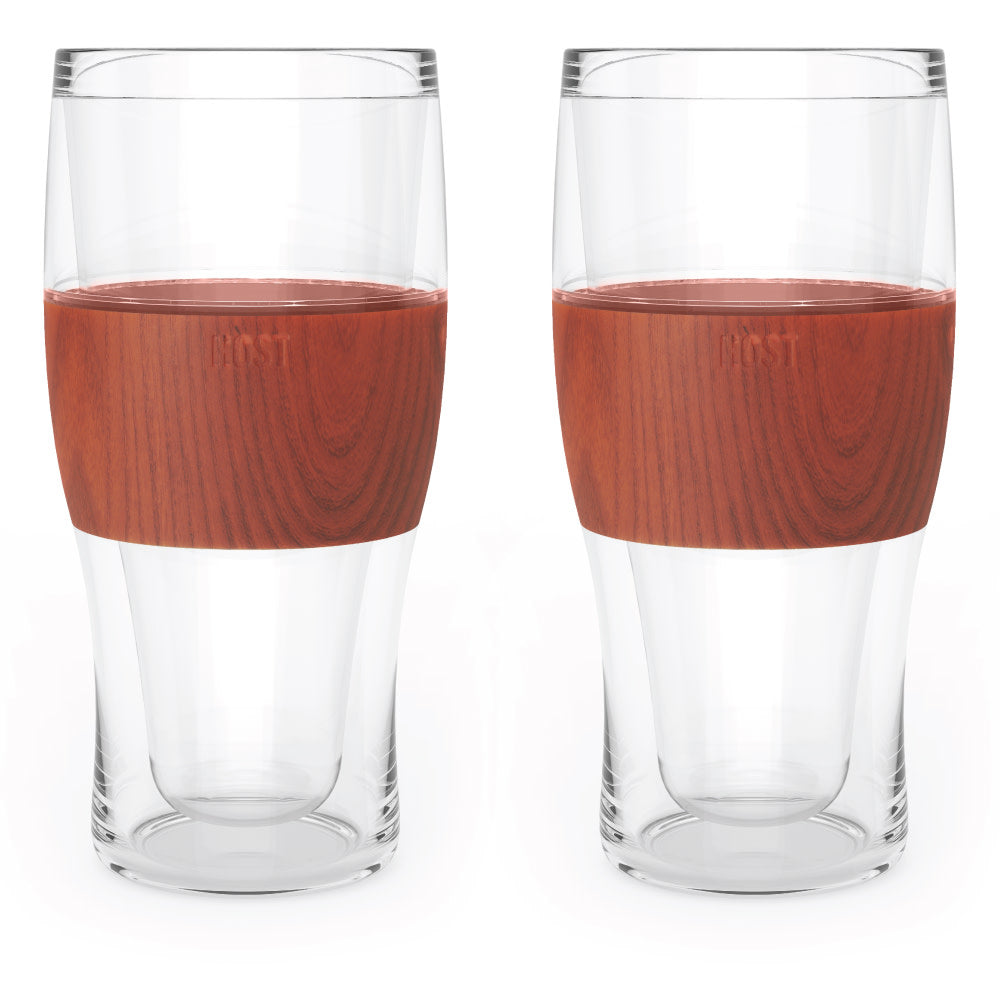 Beer FREEZE Cooling Cup in Wood, Set of 2