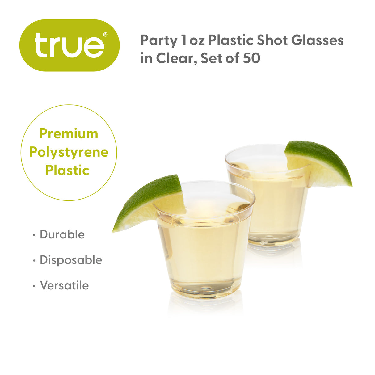 Party 1 oz Plastic Shot Glasses in Clear, Set of 50
