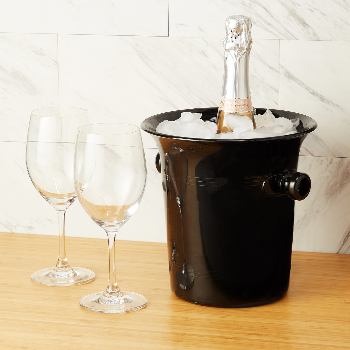 Plastic Wine Bottle Ice Bucket in Black