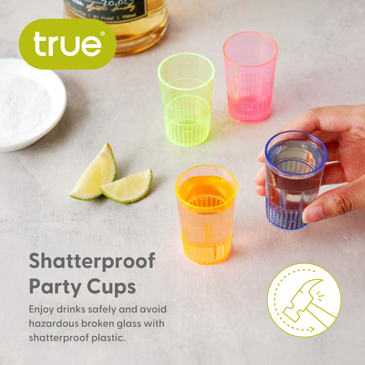Party HotShots 1.5 oz Plastic Shot Glasses in Assorted Colors, Set of 8