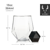 Seneca Crystal Faceted Tumbler & Hexagonal Basalt Stone Set, Set of 4